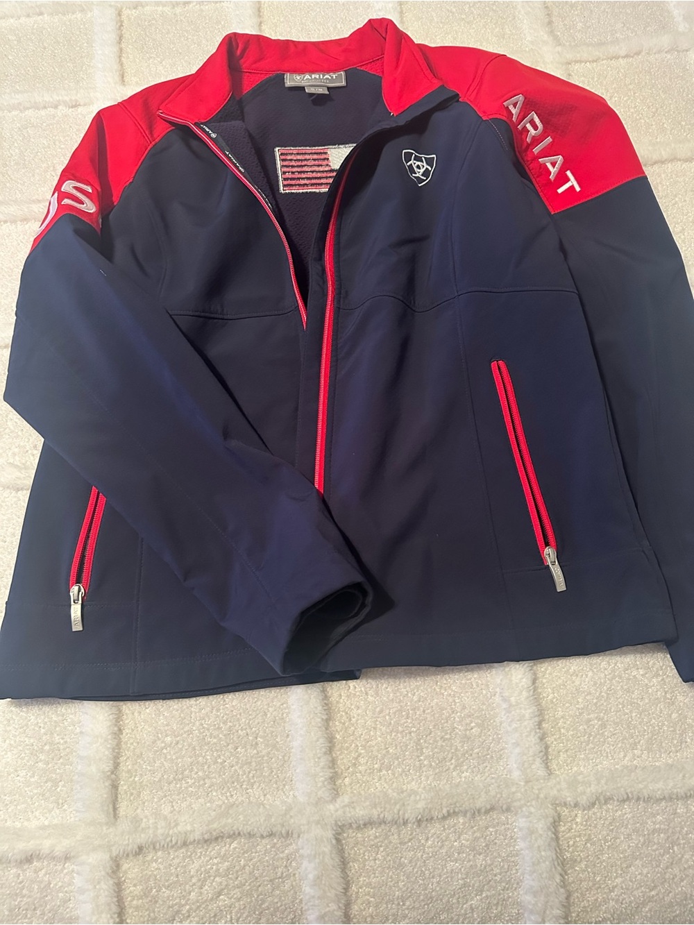 Ariat Navy Jacket with Red Accents Lightweight Softshell